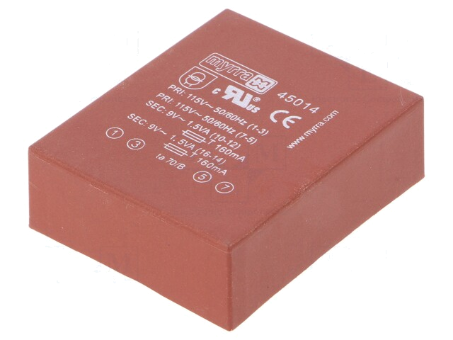 Transformator: ingegoten; 3VA; 115VAC,230VAC; 9V; 9V; witgoed; PCB Transformator: ingegoten; 3VA; 115VAC,230VAC; 9V; 9V; witgoed; PCB